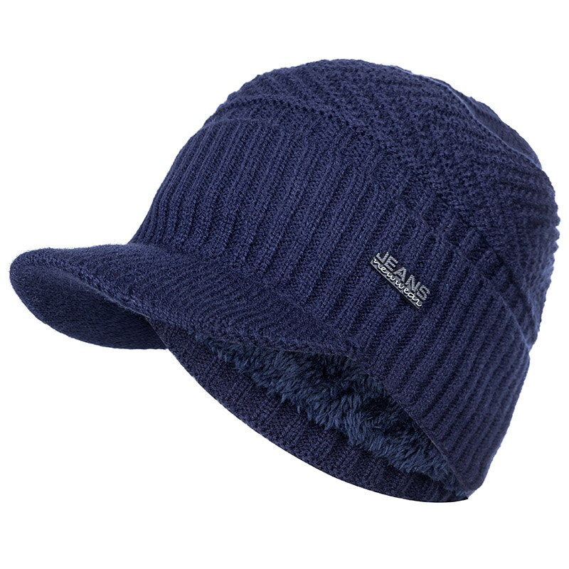 Knitted Warm Hat with Visor - Happy Health Star