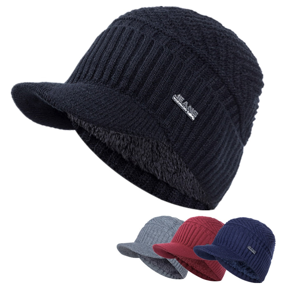 Knitted Warm Hat with Visor - Happy Health Star