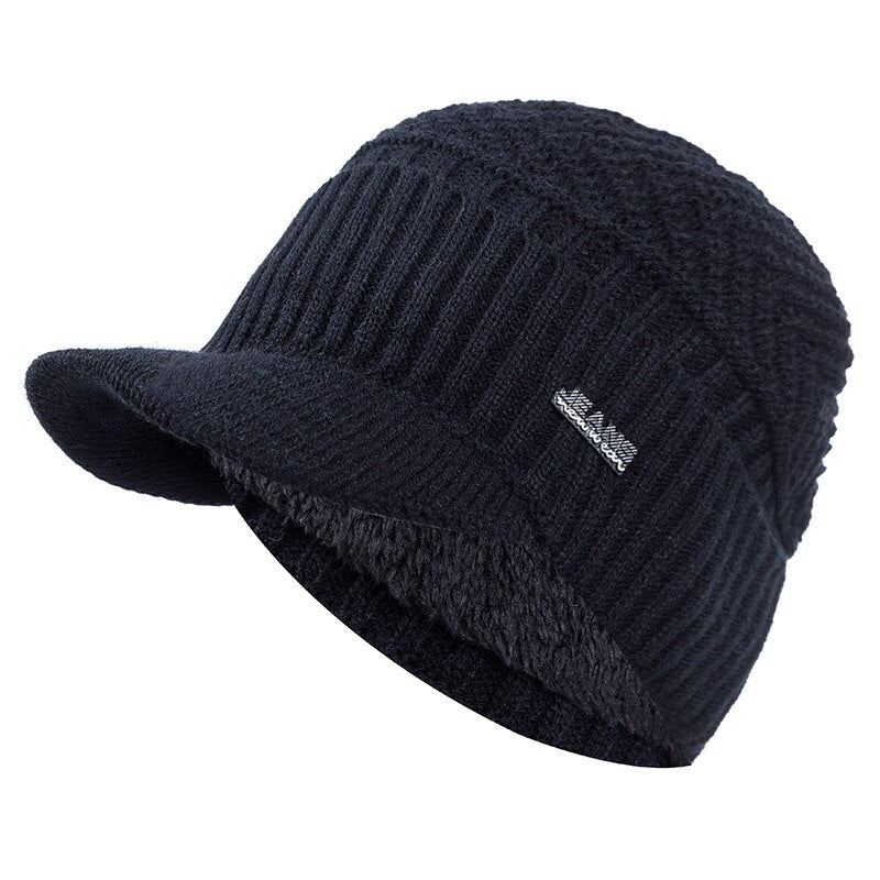 Knitted Warm Hat with Visor - Happy Health Star