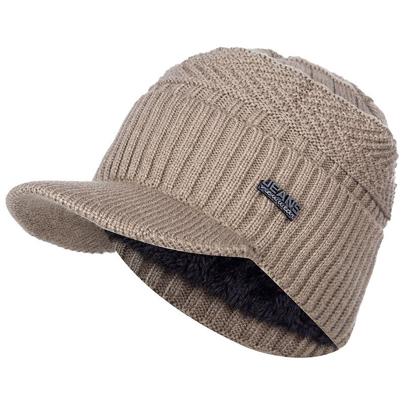 Knitted Warm Hat with Visor - Happy Health Star