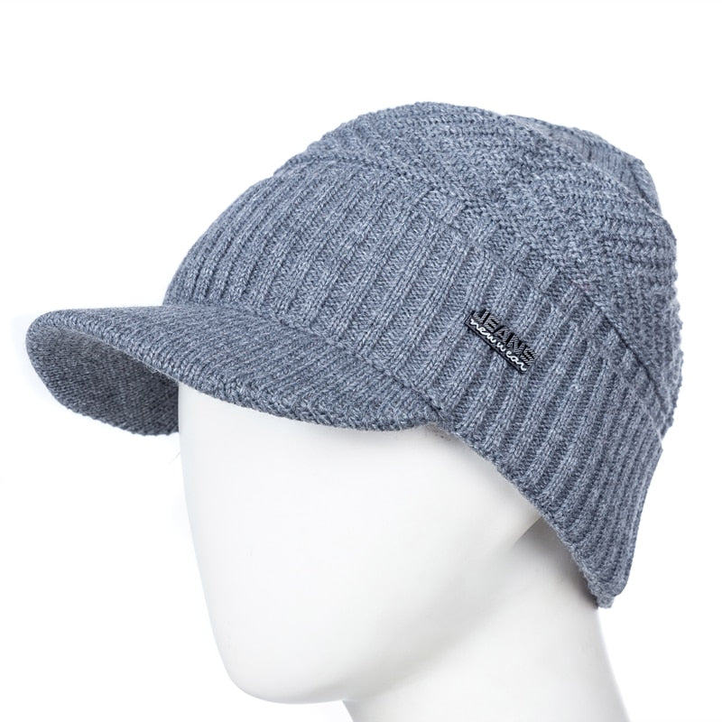Knitted Warm Hat with Visor - Happy Health Star