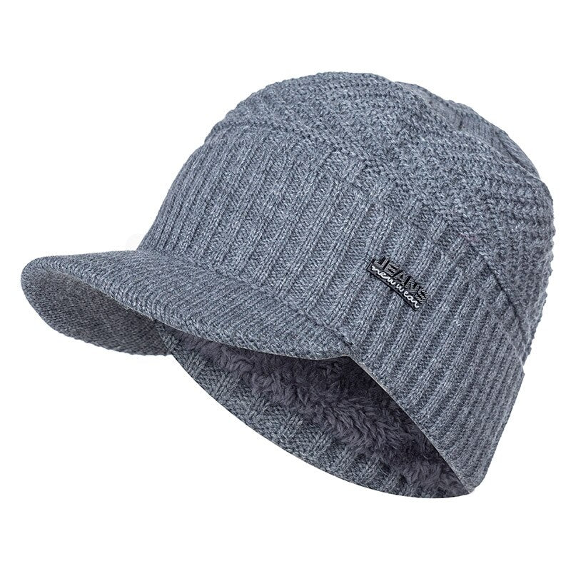 Knitted Warm Hat with Visor - Happy Health Star
